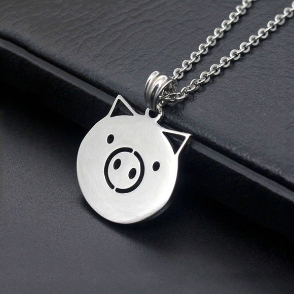 Silver Pig Necklace (Stainless Steel)