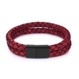 Jiayiqi Men Multilayer Braided Leather Bracelet (Stainless Steel)