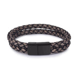 Jiayiqi Men Multilayer Braided Leather Bracelet (Stainless Steel)