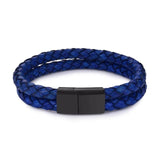 Jiayiqi Men Multilayer Braided Leather Bracelet (Stainless Steel)